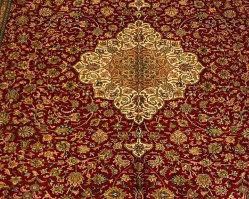 silk on silk carpet hand knotted